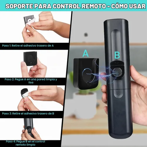 Vista 3 de Soporte magnético para control remoto de 4 piezas, autoadhesivo, adecuado para la parte trasera de TV, así como para ventilador de TV y controles