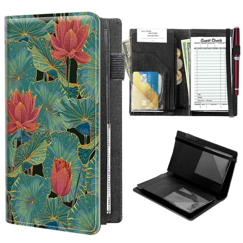 Vista 14 de Libros para Servidores de Alto Volumen, Libro de Servidor de Árbol de Color Artístico con 2 Bolsillos Expandibles de 9 x 5 pulgadas, Lindo Libro