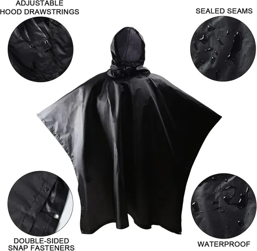 Vista 6 de Chubasqueros impermeables camuflados Poncho de lluvia con capucha, ligero, impermeable, plegable, impermeable, al aire libre, caza, senderismo