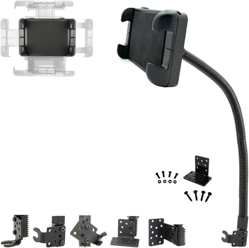 Vista 2 de LycoGear Soporte de tableta ELD mejorado para riel de asiento de piso para automóvil, camión, flota limusina, soporte ajustable de cuello de cisne