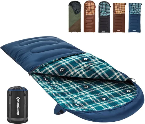 Vista 20 de KingCamp Sleeping Bag for Adults, 100% Flannel XL Big and Tall