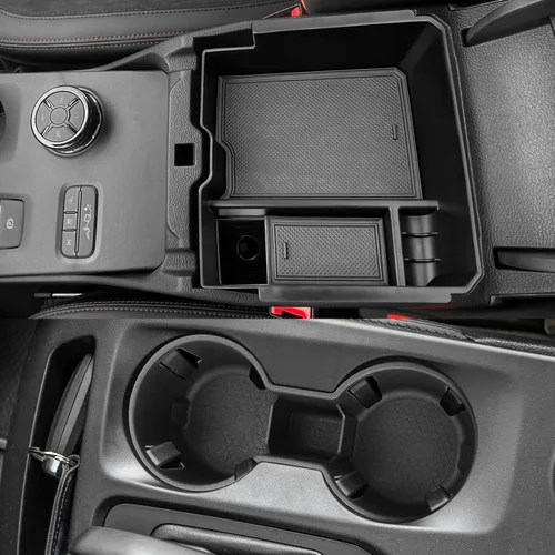 Vista 2 de CDEFG Organizador de consola central para Ford Ranger 2026 2026 (Raptor/Lariat/XLT/XL) Accesorios Bandeja de consola central reposabrazos caja
