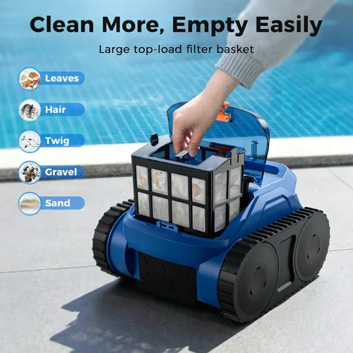 Vista 7 de Limpiador robótico inalámbrico para piscinas, aspiradora robótica automática para piscinas enterradas, limpieza de robot de piscina de spa de hasta