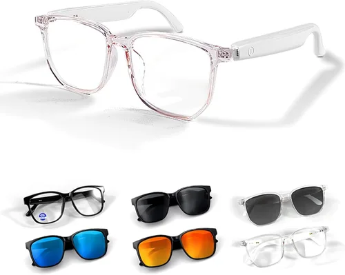 Vista 10 de Xmenha Lentes de sol inalámbricos Bluetooth para hombres y mujeres, polarizados, lentes de sol inteligentes, auriculares de audio Bluetooth