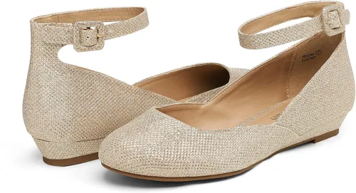 Vista 4 de DREAM PAIRS Revona - Zapatos planos para mujer, con correa para tobillo y plataforma baja