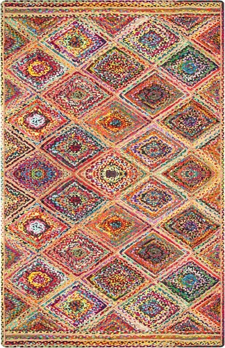 Vista 20 de Natural Jute Collection - Alfombra rectangular de 2 x 3 pies, alfombra de yute trenzada a cuadros multicolor de 0.27 pulgadas de grosor, ideal