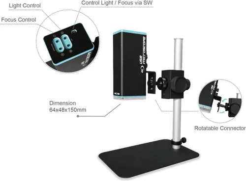 Vista 2 de ViTiny UM22 USB Ultra HD 4K 8MP Digital Autofoco y enfoque manual Microscopio de larga distancia de trabajo 9X a 390X con salida USB2.0