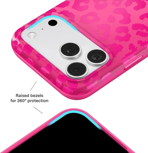 Vista 906 de VELVET CAVIAR Funda para iPhone 15, compatible con MagSafe, probada contra caídas de 10 pies, fundas protectoras de diseño, leopardo color rosa
