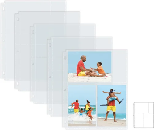 Vista 10 de Better Office Products Hojas de repuesto para álbum de fotos, formato mixto de 4 x 6 pulgadas, peso pesado, 3 anillos transparentes de diamante, 150