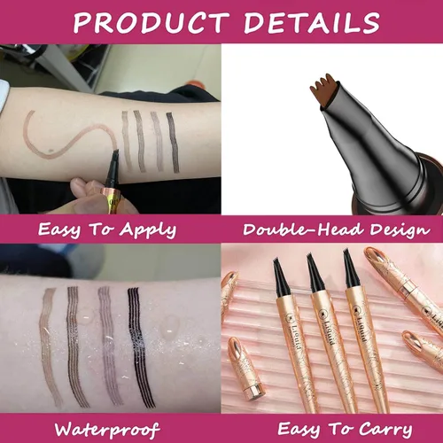 Vista 6 de Lápiz de cejas Microblading marrón claro, maquillaje de cejas de 4 puntos para levantar y arrebatar, regalo para el día de la madre, impermeable