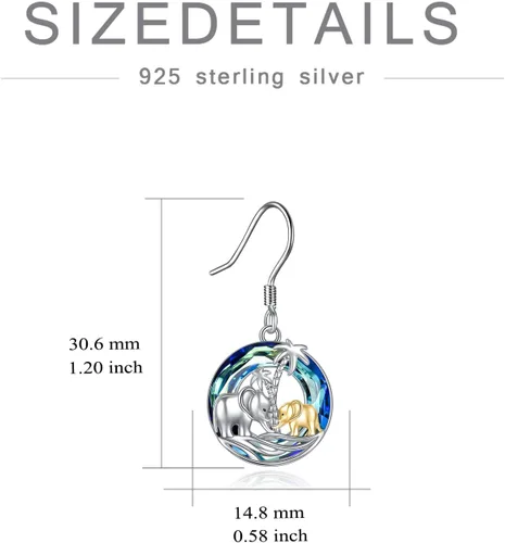 Vista 52 de POPKIMI Bonitos aretes colgantes de animales, joyería de animales, regalos de cumpleaños y Navidad para mujeres, aretes de ópalo de cristal de plata