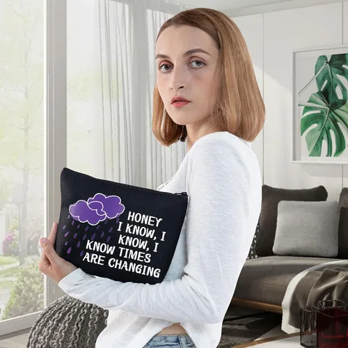 Vista 4 de WZMPA Bolsa de maquillaje cosmética para fanáticos de la música, regalo inspirado en la música, miel, sé que conozco, bolsa de maquillaje con Miel