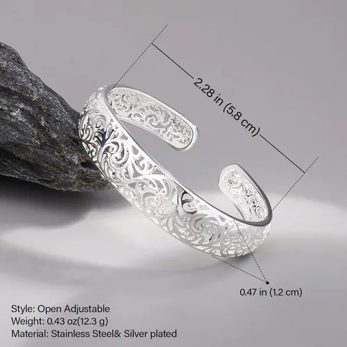 Vista 3 de Pulsera de plata de ley 925 chapada en plata de ley 925, pulsera de alambre cruzado de múltiples capas, pulsera abierta ajustable para adolescentes