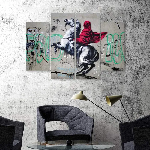 Vista 43 de Banksy Graffiti Street Art Colecciones de lienzos de arte callejero. Listo para colgar. Fabricado en Estados Unidos #FULL2