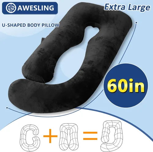 Vista 5 de Almohada corporal de espuma viscoelástica triturada, almohadas de embarazo para dormir, almohada de maternidad para mujeres embarazadas, almohada