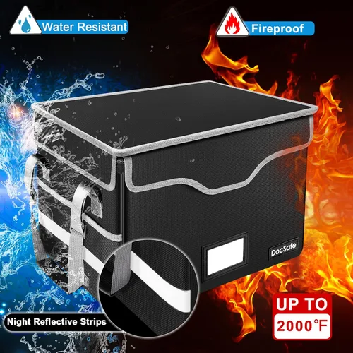 Vista 7 de DocSafe Bolsa organizadora de archivos, juego de caja de documentos ignífuga con cerradura