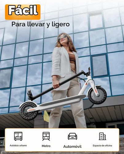 Vista 6 de Scooter eléctrico de 350 W/500 W para adultos y adolescentes - 19/22 MPH y Blanco