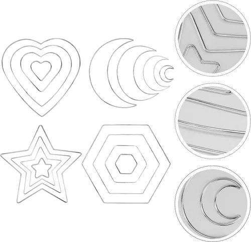 Vista 7 de Cabilock 16 aros de hierro para manualidades, anillos de metal atrapasueños con forma de estrella, corazón y luna, anillos de macramé, aros