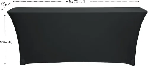 Vista 4 de YOUR CHAIR COVERS - Mantel elástico rectangular estándar de elastano de 6 pies x 18 pulgadas, color negro
