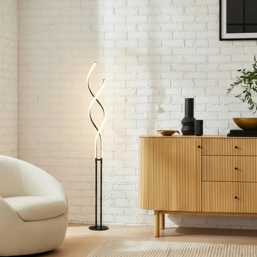 Vista 9 de Brightech Embrace - Lámpara de pie LED regulable - Moderna lámpara de pie ajustable en espiral para salas de estar y oficinas - Lámpara de mesa