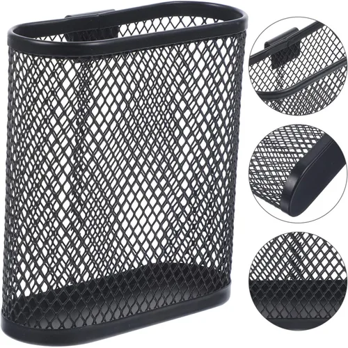 Vista 9 de Organizador de escritorio de metal con forma ovalada de malla negra para almacenamiento de artículos de papelería de oficina, 3.93 x 3.54 x 1.37