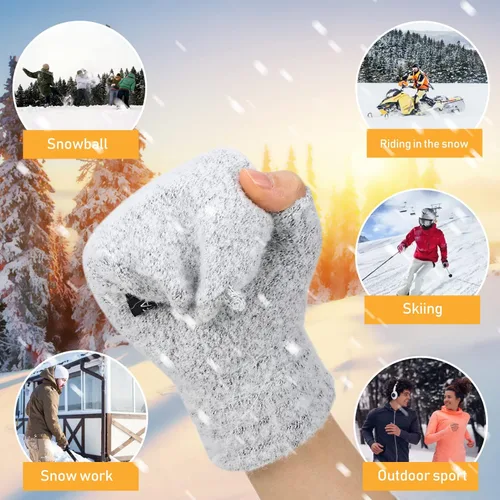 Vista 9 de LIOOBO Guantes calefactados por USB: guantes de escritura suaves para tejer, guantes de calentamiento de invierno, calentadores de mano