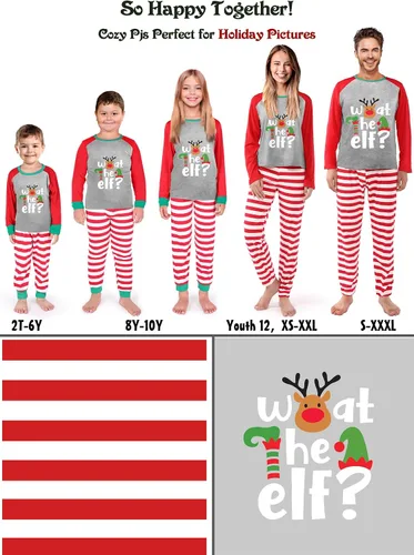 Vista 4 de SUNNYBUY Conjuntos de pijamas de Navidad familiares a juego, pijamas de Navidad para familiares o parejas