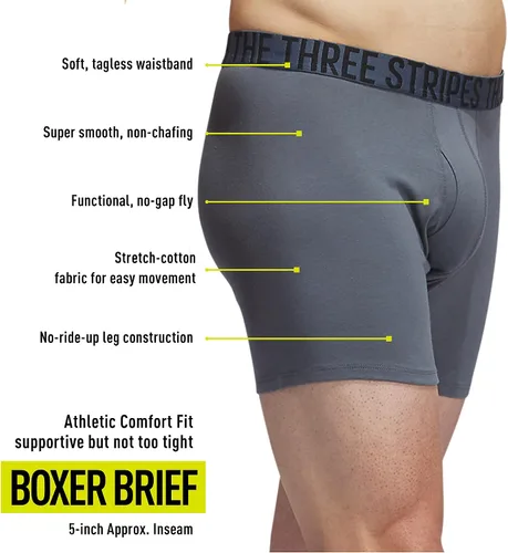 Vista 2 de adidas Men's Stretch Cotton Boxer Brief Underwear (4-Pack)