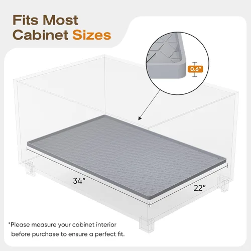 Vista 2 de TRZZ Tapete de silicona impermeable para debajo del fregadero de 34 x 22 pulgadas, bandeja de goteo y forro de gabinete para cocina y baño, evita