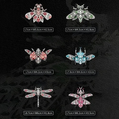 Vista 2 de JOMIOD Rompecabezas de metal 3D, kits de modelos de metal, broche de moda animal con temática de insectos, ensamblaje de rompecabezas 3D