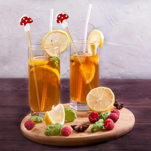 Vista 7 de Palos de cóctel de hongos, palillos de dientes de bambú, brochetas largas de cóctel para aperitivos, bebidas de frutas, palitos de comida