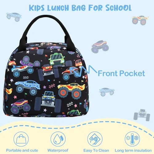 Vista 6 de CAMTOP Bolsa de almuerzo para niños, bonita lonchera aislada para niños y niñas, loncheras a prueba de fugas para la escuela