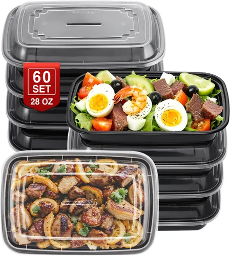 Vista 8 de NEEBAKE - Juego de 50 recipientes de preparación de comidas de 24 onzas con 1 compartimento-24oz