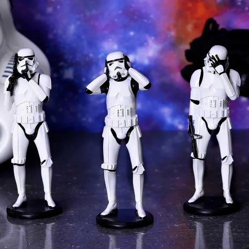 Vista 8 de Nemesis Now Figuras de ciencia ficción originales de Stormtrooper Three Wise, color blanco, 5.5 in