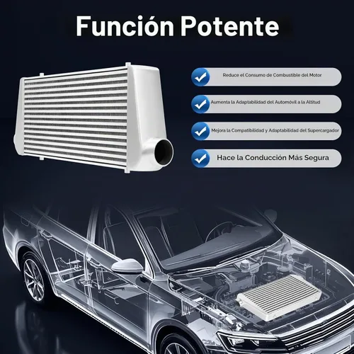 Vista 3 de Intercooler universal, kit de intercooler de ajuste universal, intercooler de aluminio de 1000 HP de entrada y salida de 3 pulgadas, núcleo de 4