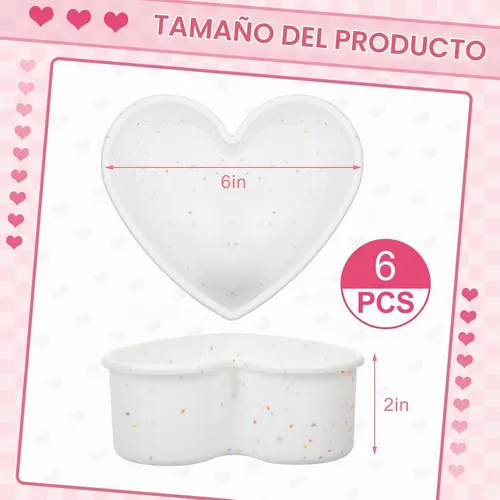 Vista 2 de Dandat - Moldes antiadherentes de silicona con forma de corazón de 6 Blanco