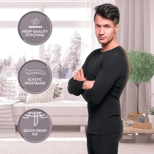 Vista 3 de Rocky Thermal Underwear for Men, Heavyweight & Midweight Long Johns Base Layer, Shirt and Pants Set, Fleece