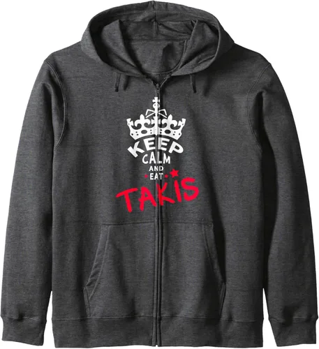 Vista 5 de Keep Calm And Eat Takis Sudadera con capucha con cremallera White Foodies Design, Negro