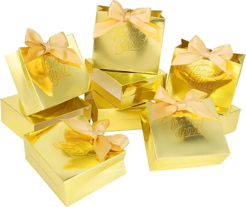 Vista 13 de KPOSIYA Bolsas de regalo pequeñas, paquete de 50 bolsas pequeñas de agradecimiento de 4.5 x 1.8 x 3.9 pulgadas, bolsa de regalo para fiesta, cajas