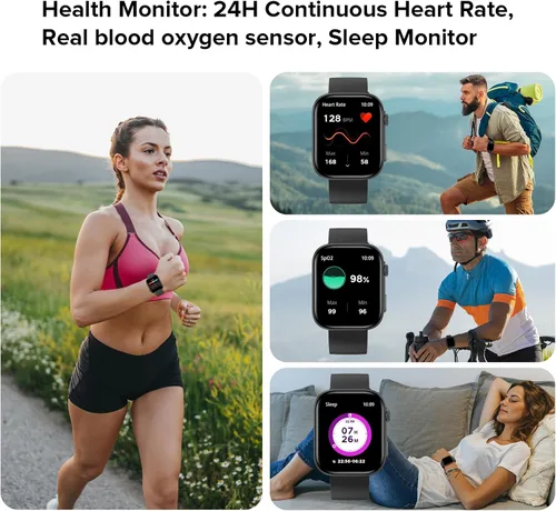 Vista 5 de Relojes inteligentes para hombres y mujeres, hacer/responder llamadas, pantalla HD de 2.01 pulgadas con más de 260 caras de reloj, monitor