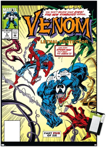 Vista 10 de Trends International Marvel Comics - Póster de pared Venom: Lethal Protector #5, 22.4 pulgadas de largo x 14.7 W, versión enmarcada de madera