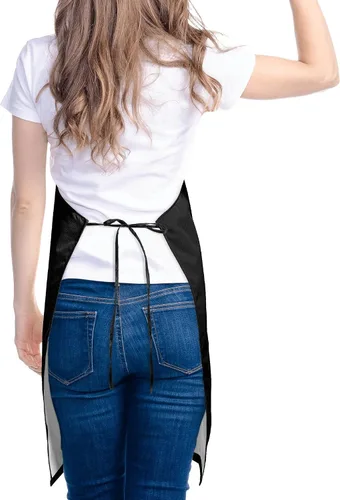 Vista 2 de Apron for Women with 2 Pockets Waterproof Bib for Kitchen Cooking Restaurant BBQ Painting Crafting Salon Nails