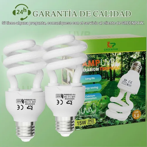 Vista 9 de Bombilla UVB de reptil 5.0 15W, base compacta de luz fluorescente