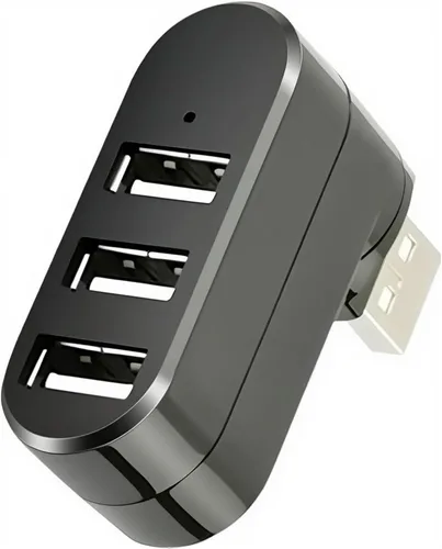 Vista 2 de Divisor de puerto USB, concentrador giratorio portátil compacto de 3 puertos, base de concentrador USB [90°/180° grados giratorio] para PC