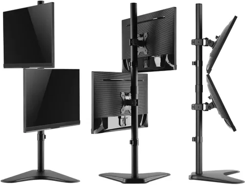 Vista 4 de Monoprice Soporte de montaje de escritorio doble inclinable ajustable para LCD LED (máximo 33 libras, 10 ~ 23 pulgadas) - Negro