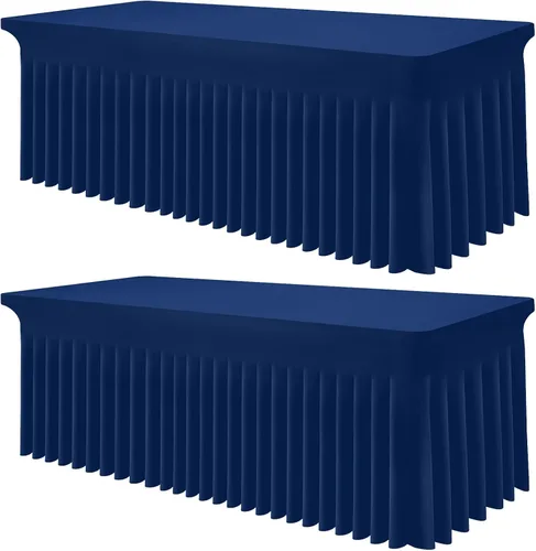 Vista 66 de Smiry Mantel de Spandex, Mantel Elástico Ajustable Extensible para Mesas Rectangulares de 6 Pies, Falda Cubierta de Mesa Impermeable y Lavable