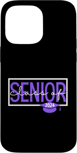 Vista 21 de iPhone 16 Seniors Class of 2024 Colors Purple and White Case