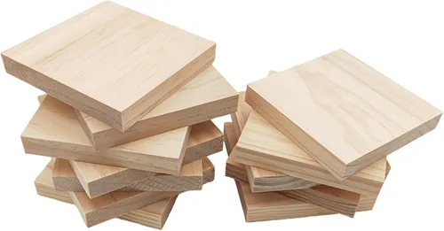 Vista 8 de 6 piezas de bloques cuadrados de madera sin terminar para manualidades, tablas de madera de pino en blanco de 15x15x1 centímetros, para tallado