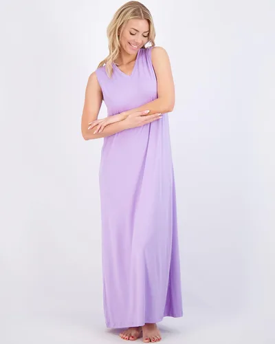 Vista 2 de Real Essentials Paquete de 3 camisón sin mangas con cuello en V para mujer, sedoso, suave, cómodo, estampado colorido (disponible en tallas grandes)