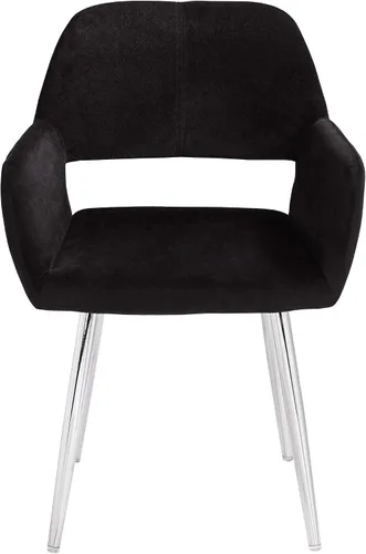 Vista 8 de 55 Downing Street Silla de comedor moderna de tela negra Martin